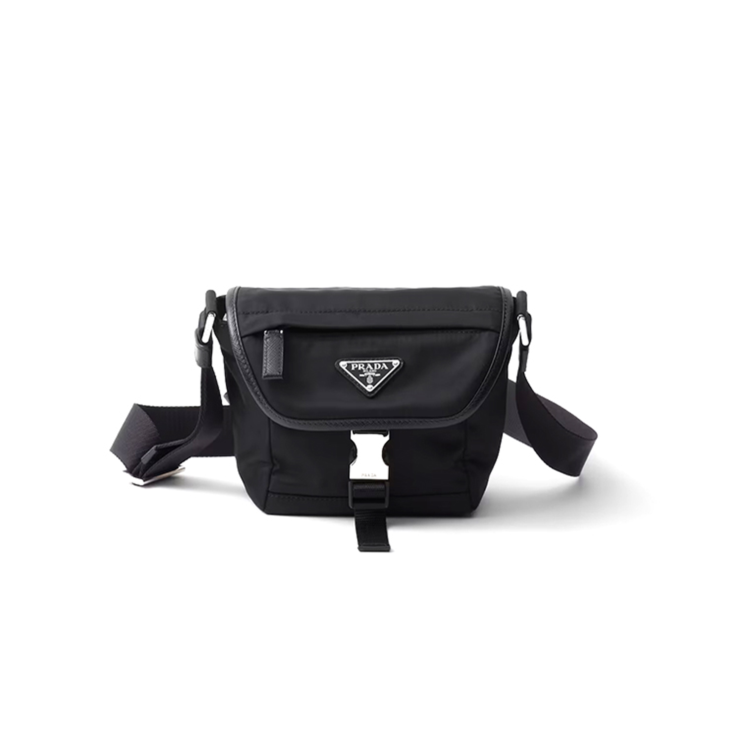 Pra*a re-nylon and saffiano leather shoulder bag 2vd070 (16*15*8cm)
